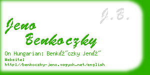 jeno benkoczky business card